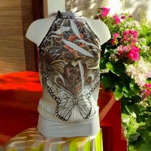 Size: XS Seduction Floral pattern high neck Blouse.